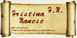Hristina Mančić vizit kartica